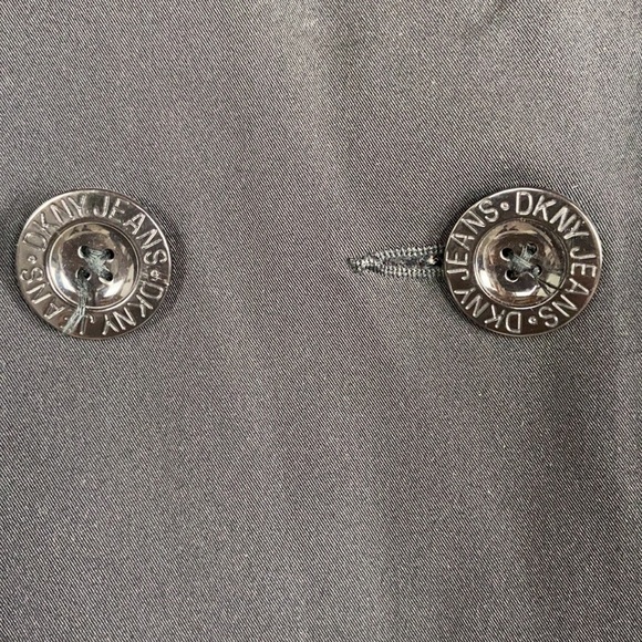 DKNY black button up doubled breasted waterproof trench coat with front pockets - Picture 4 of 13